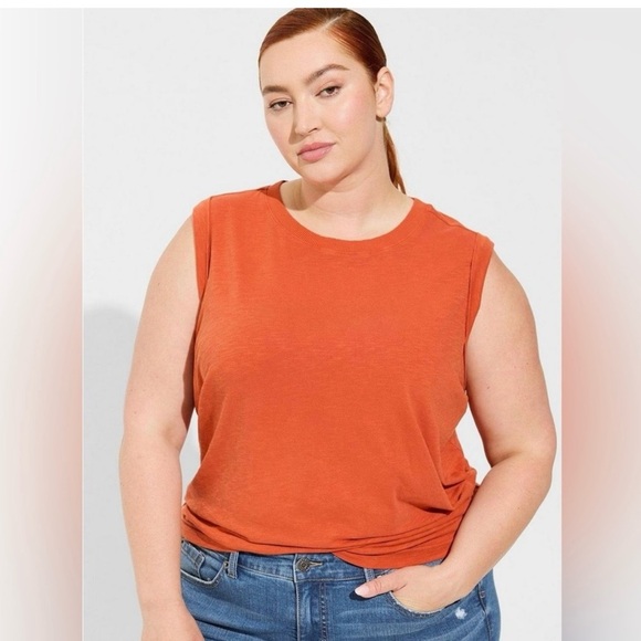 TORRID Super Soft Slub Crew Neck Roll Sleeve Muscle Tank NWT - Picture 2 of 8